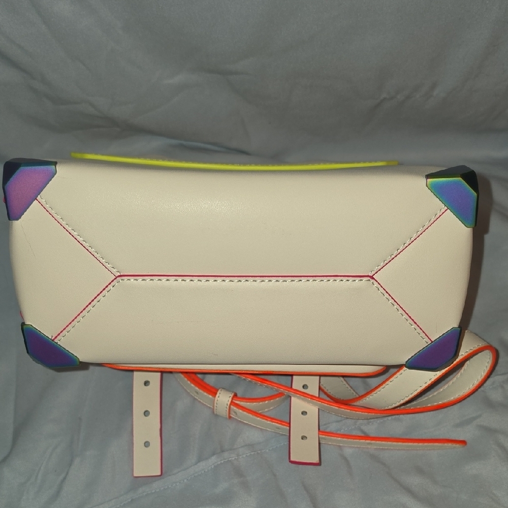 Michael Kors White Satchel with Neon Orange & Pink Trim - Picture 8 of 9